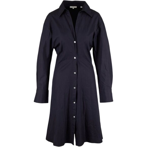 Vince 100% Cotton Shirt Dress XS Black Button Front Long Sleeve Minimalist - Picture 1 of 6